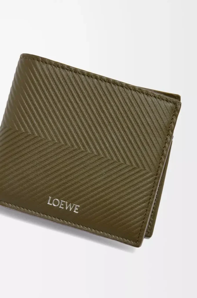 Bifold coin wallet in textured classic calfskin Dark Khaki