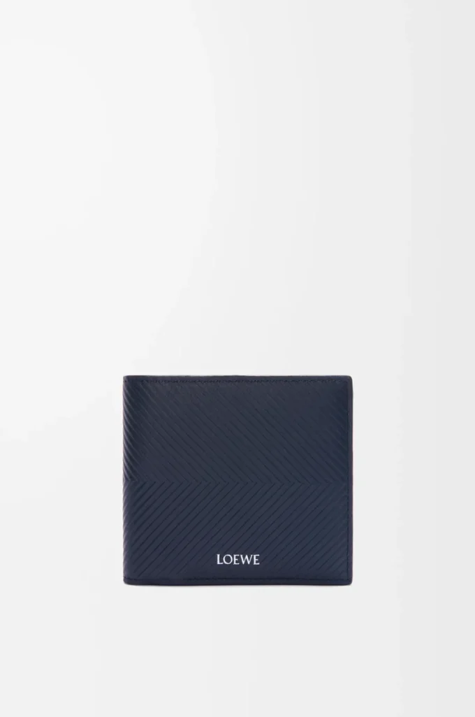 Bifold coin wallet in textured classic calfskin Deep Navy