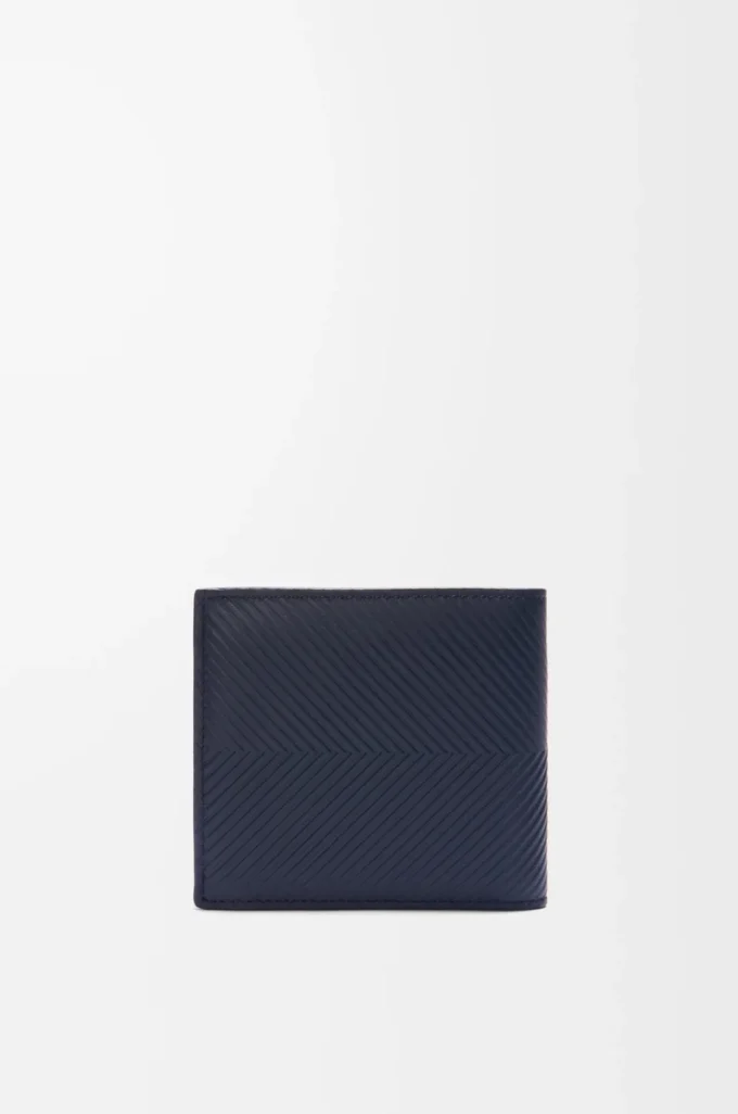 Bifold coin wallet in textured classic calfskin Deep Navy