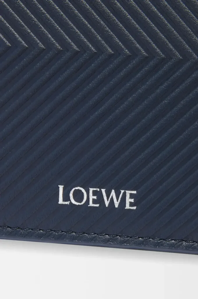 Bifold coin wallet in textured classic calfskin Deep Navy