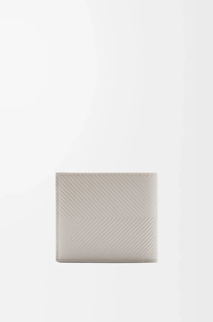 Bifold coin wallet in textured classic calfskin Shell Grey