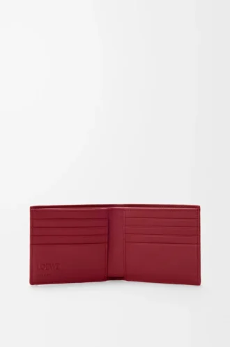 Bifold wallet in classic calfskin Burnt Red
