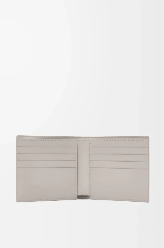 Bifold wallet in satin calfskin Shell Grey Bifold wallet in satin calfskin Shell Grey