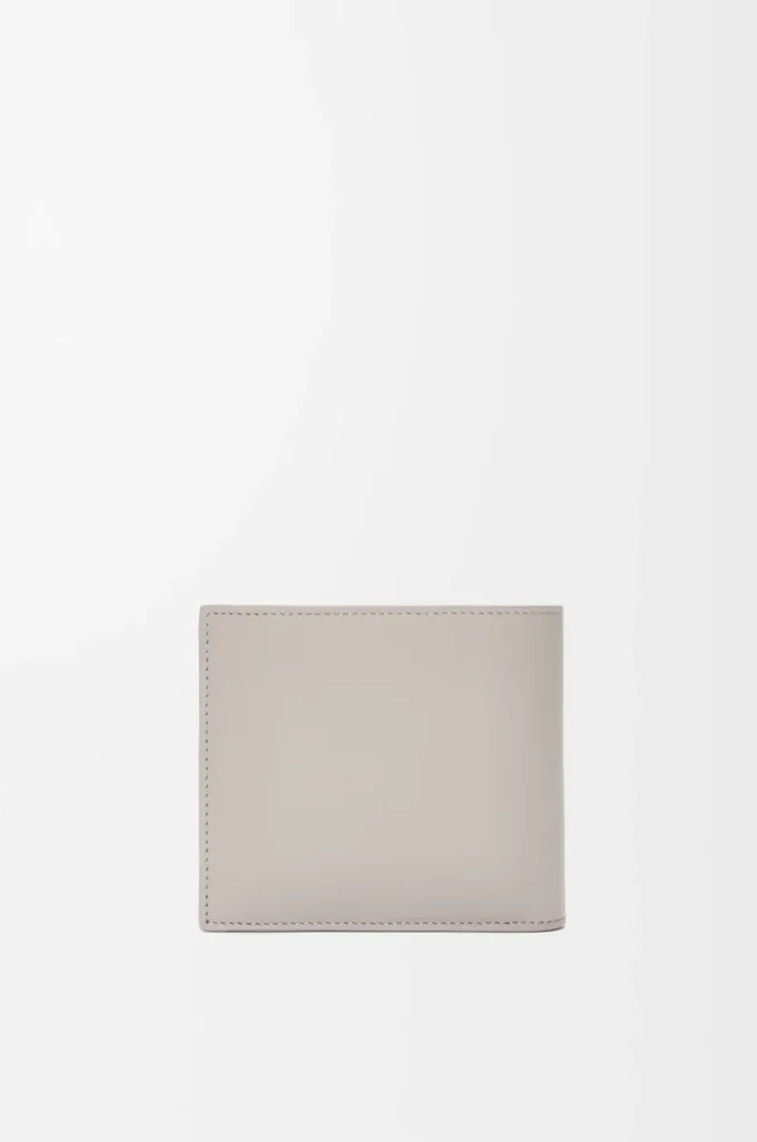 Bifold wallet in satin calfskin Shell Grey Bifold wallet in satin calfskin Shell Grey