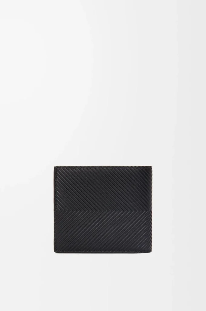 Bifold wallet in textured classic calfskin Black