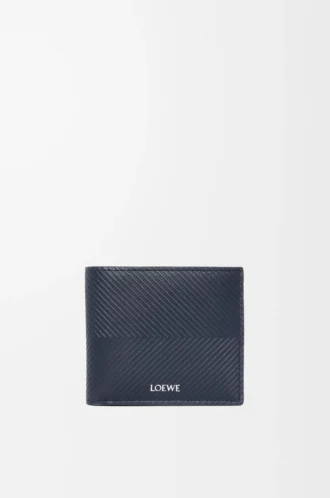 Bifold wallet in textured classic calfskin Deep Navy