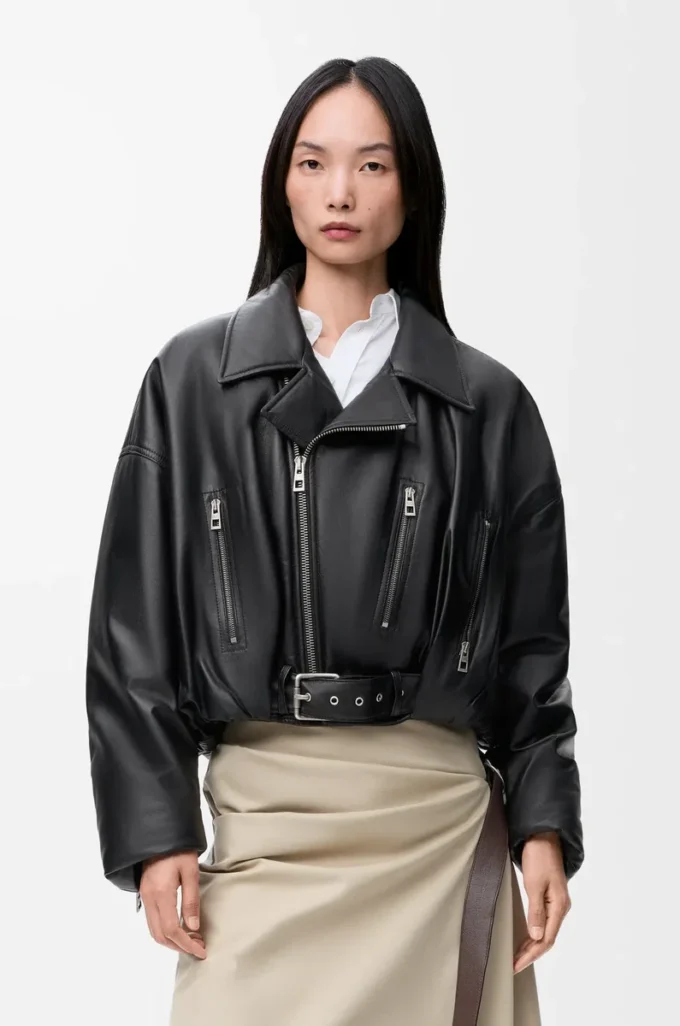 Biker jacket in nappa lambskin Black