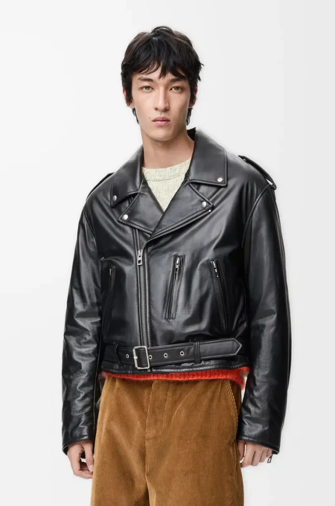 Biker jacket in nappa lambskin Black