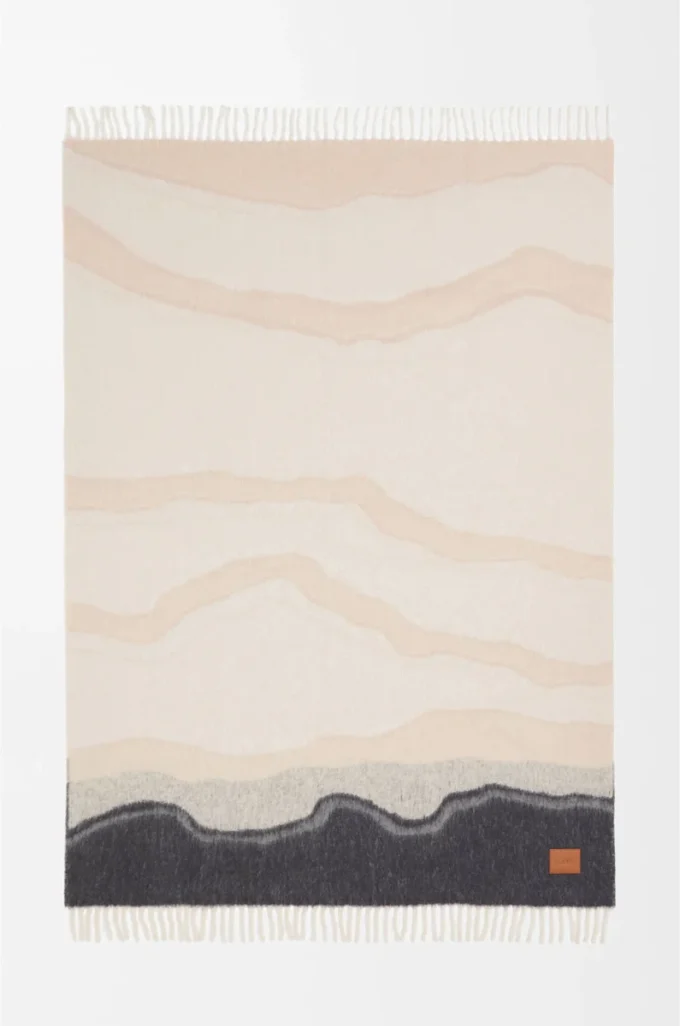 Blanket in alpaca and wool blend Light Beige/Multicolor
