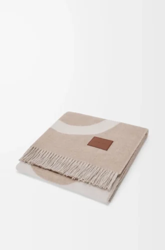 Blanket in wool and cashmere Beige/Ecru
