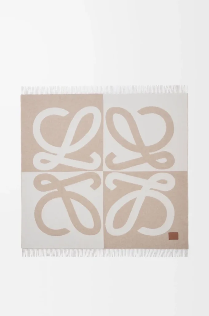 Blanket in wool and cashmere Beige/Ecru