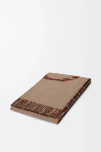 Blanket in wool and cashmere Beige/Orange