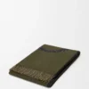 Blanket in wool and cashmere Khaki Green/Black