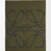Blanket in wool and cashmere Khaki Green/Black