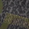 Blanket in wool and cashmere Khaki Green/Black