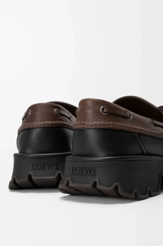 Bobby derby in calfskin and vegetable-tanned calfskin Black/Cacao