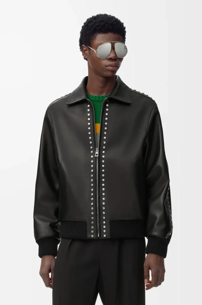 Bomber jacket in nappa lambskin Black