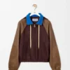 Bomber jacket in nylon, nappa lambskin and suede calfskin Brown
