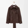Bow jacket in nappa lambskin Dark Chocolate