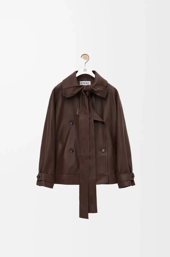 Bow jacket in nappa lambskin Dark Chocolate
