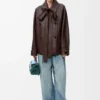 Bow jacket in nappa lambskin Dark Chocolate