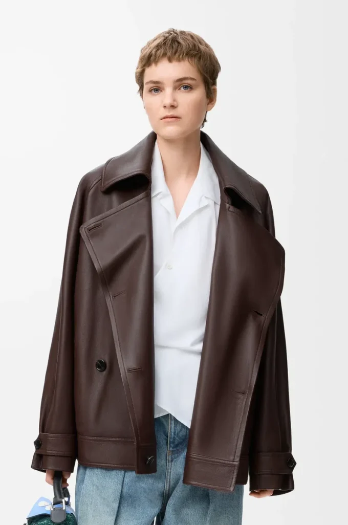 Bow jacket in nappa lambskin Dark Chocolate