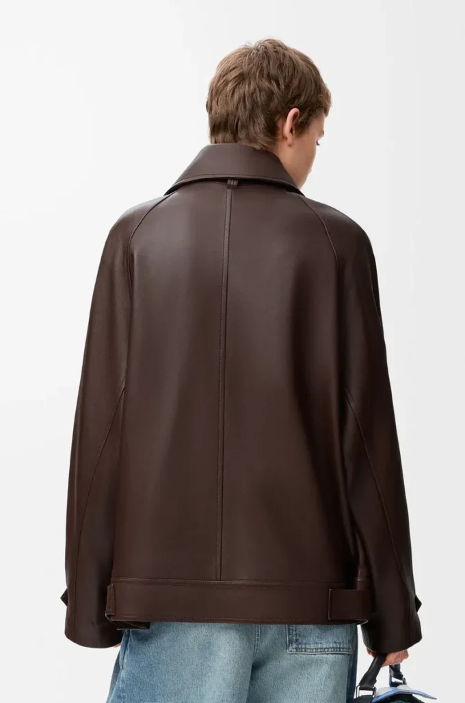 Bow jacket in nappa lambskin Dark Chocolate