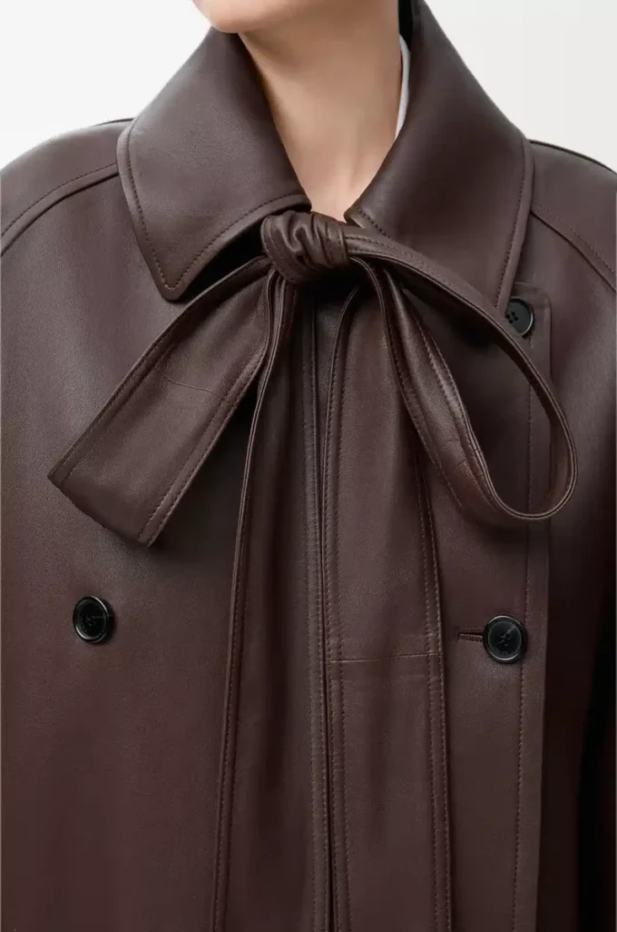 Bow jacket in nappa lambskin Dark Chocolate