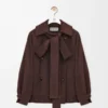 Bow jacket in suede goatskin Brown