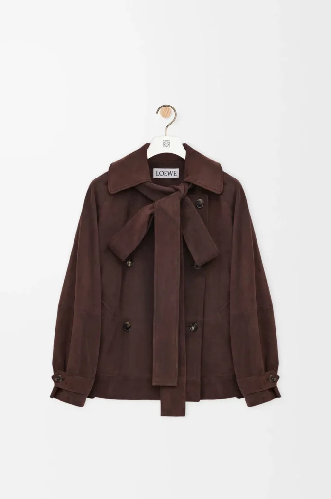 Bow jacket in suede goatskin Brown