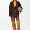 Bow jacket in suede goatskin Brown