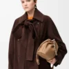 Bow jacket in suede goatskin Brown