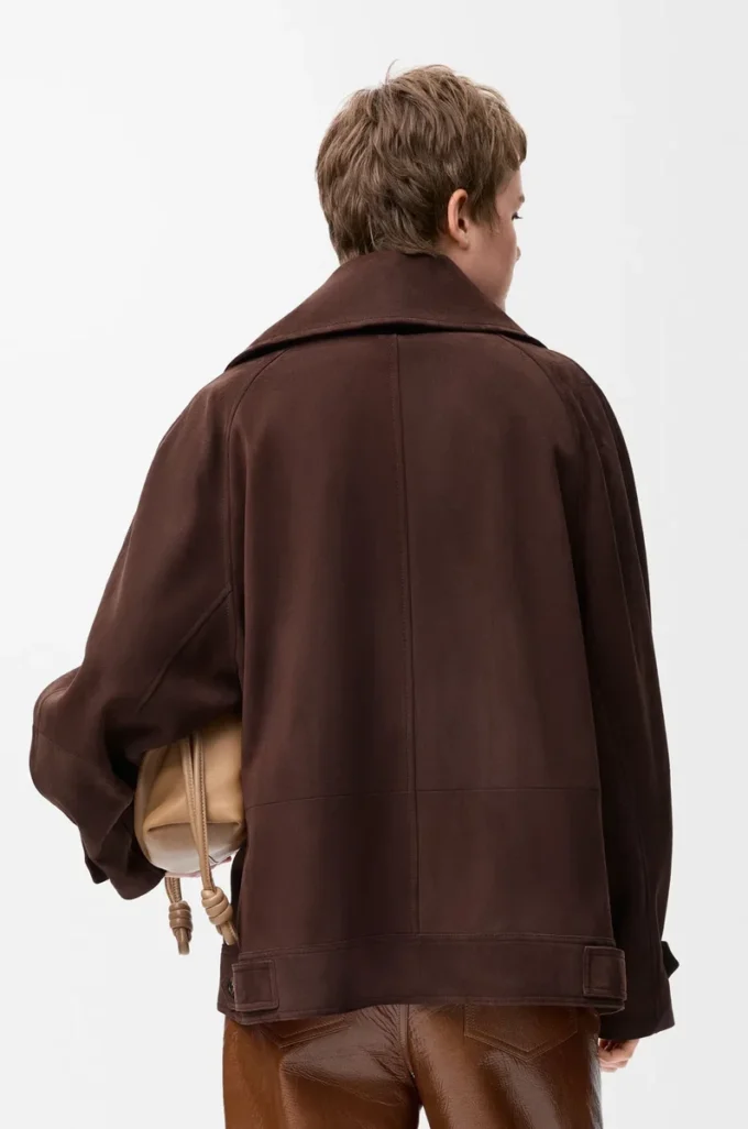 Bow jacket in suede goatskin Brown