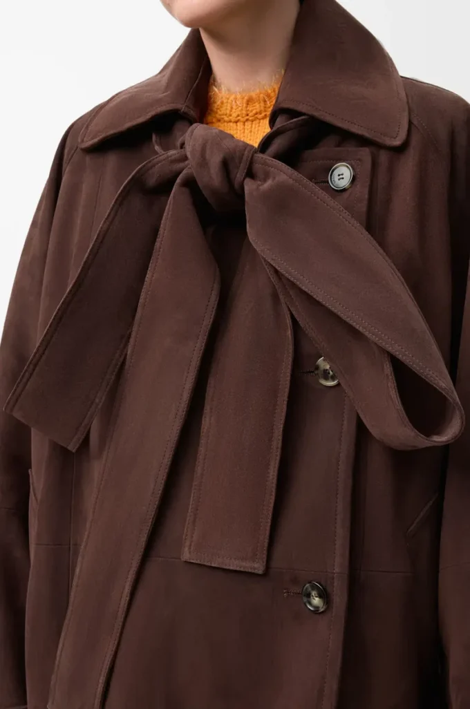 Bow jacket in suede goatskin Brown