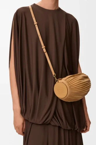 Bracelet Pouch in pleated nappa lambskin Warm Desert