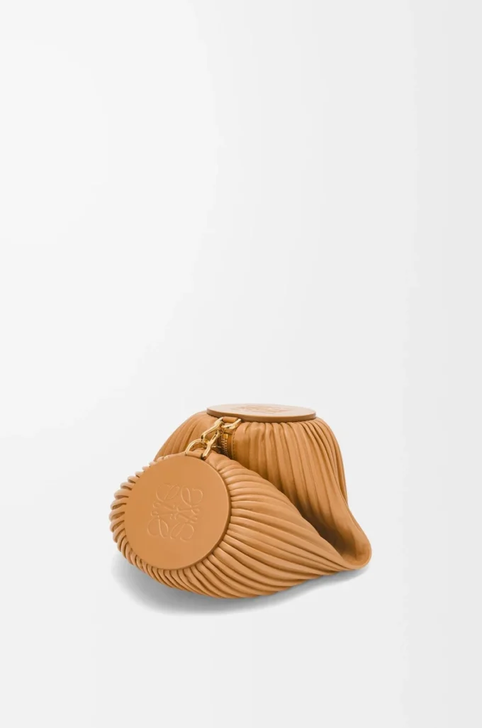 Bracelet Pouch in pleated nappa lambskin Warm Desert