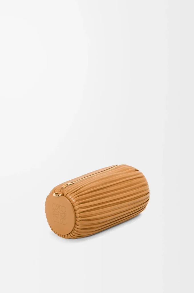 Bracelet Pouch in pleated nappa lambskin Warm Desert