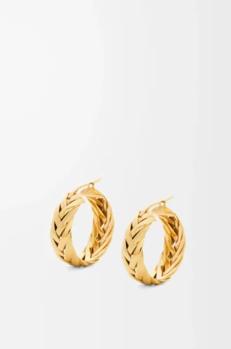 Braided hoop earrings in sterling silver Gold