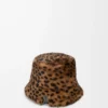 Bucket hat in printed shearling Beige/Brown