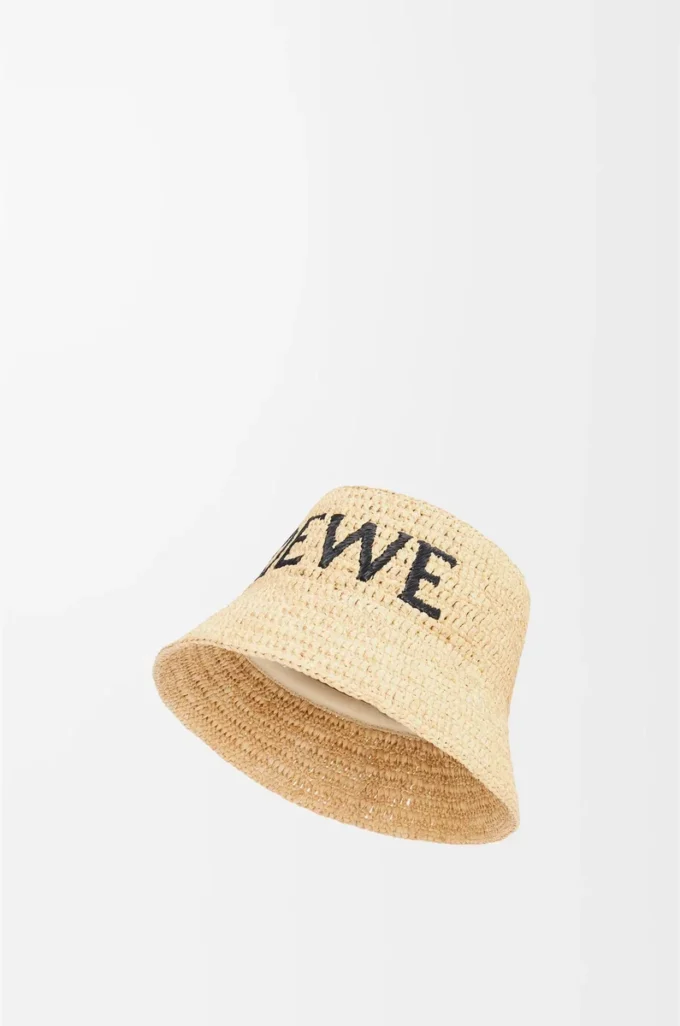 Bucket hat in raffia Natural
