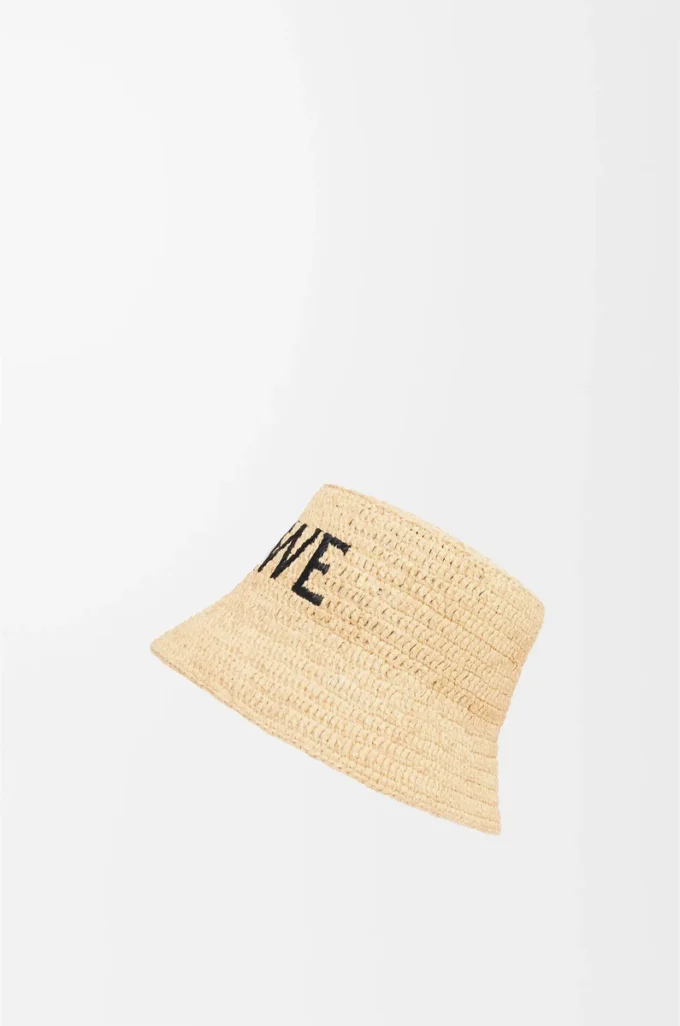 Bucket hat in raffia Natural
