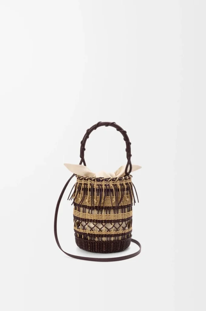 Bucket in cord and leather Dark Brown/Multicolor