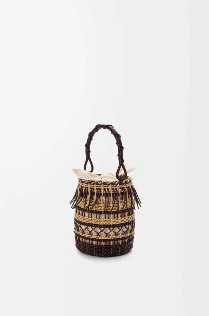 Bucket in cord and leather Dark Brown/Multicolor