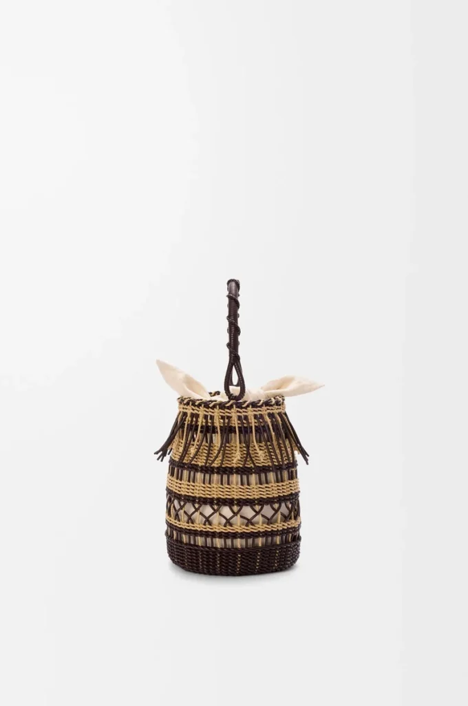 Bucket in cord and leather Dark Brown/Multicolor
