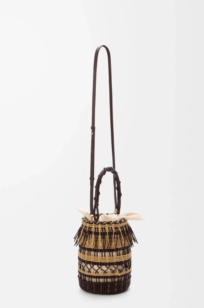 Bucket in cord and leather Dark Brown/Multicolor