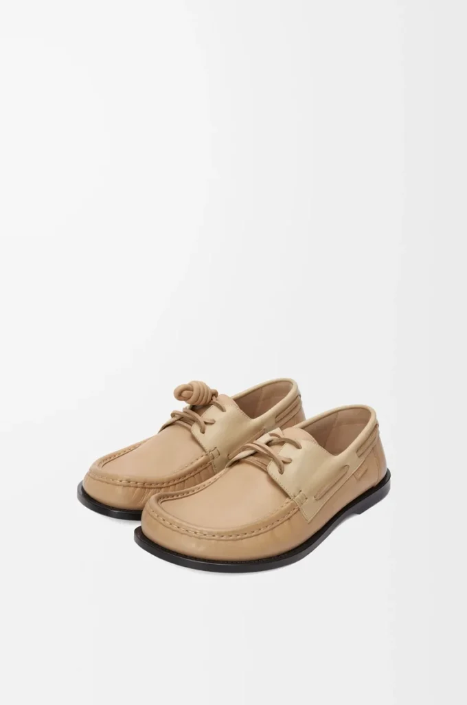 Campo boat shoe in soft calfskin Sand/Cinnamon