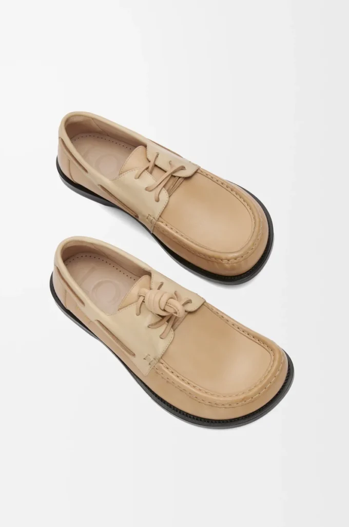 Campo boat shoe in soft calfskin Sand/Cinnamon