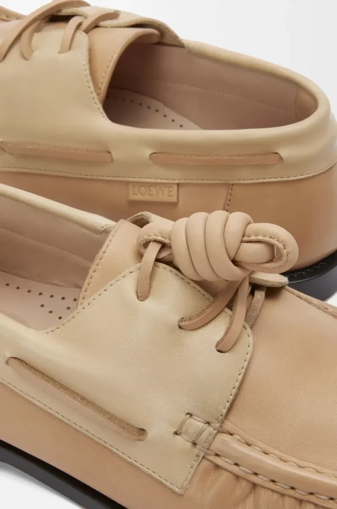 Campo boat shoe in soft calfskin Sand/Cinnamon