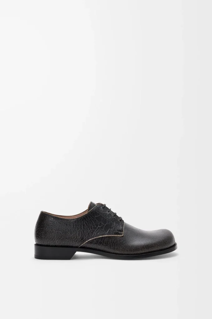 Campo derby in cracked calfskin Black/Cream