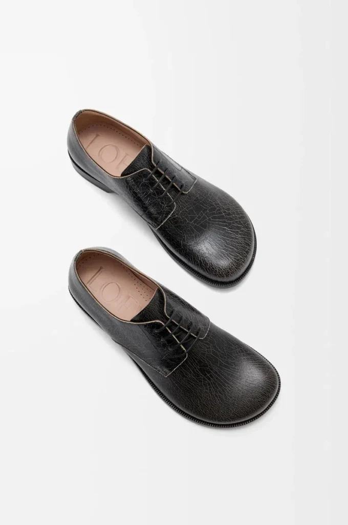 Campo derby in cracked calfskin Black/Cream